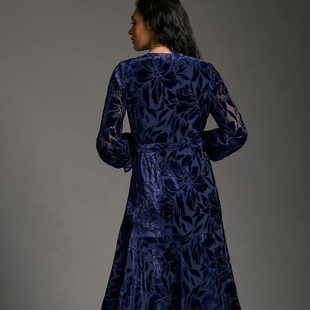 New Anthropologie Hutch Long-Sleeve V-Neck Wrap Midi Dress - Picture 3 of 10